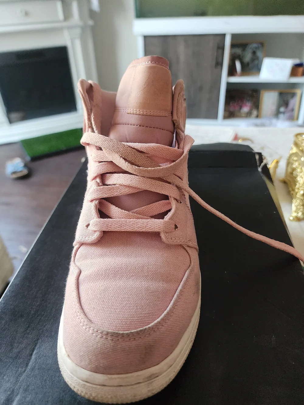 Jordan Kids Pink Canvas High-Top Sneakers
